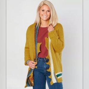 BKE Buckle Multi Color Distressed Style Sweater Cardigan